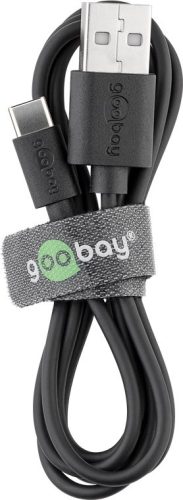 Goobay 59122 kábel USB-A apa - USB-C apa 2.0 Adat és töltőkábel - Fekete (2m)