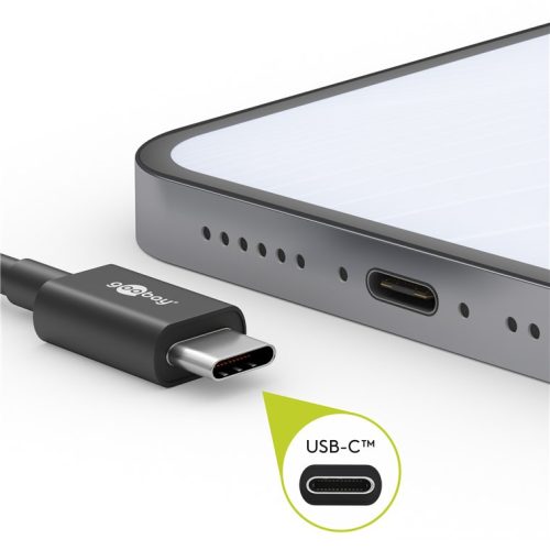 Goobay 59124 kábel USB/USB-C Adat és töltőkábel 3A, 2.0- fekete (3m)
