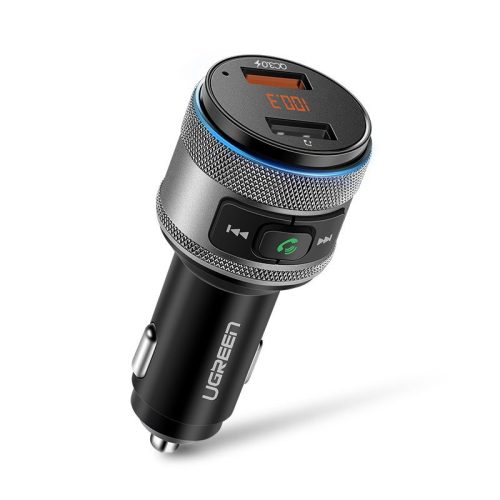 Ugreen FM transzmitter / autós töltő 2x USB Quick Charge 3.0, fekete-szürke, 60283