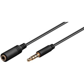  Goobay 62481 AUX aljzat audio hosszabbító 3.5 mm, 4 pin 5m, fekete