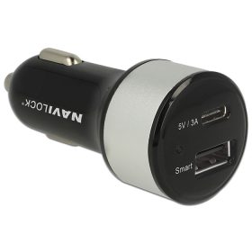 Navilock Autós töltő 1 x USB Type-C + 1 x USB Typ-A