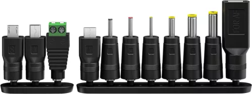 Goobay 64570 Univerzális hálózati DC adapter 3V-12V, max. 27W/2,25A, 11 különböző méretű csatlakozóval