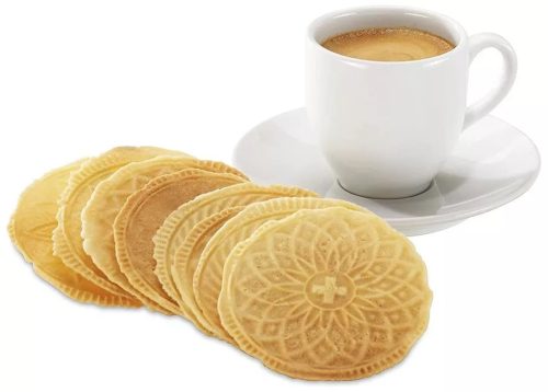 Trisa 734070 Ostyasütő, Sajtostallér sütő, 1000W, fehér, 4 minta, 7 recept, Tapadásmentes felület