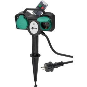   Goobay földelt kerti konnektor távirányítóval, dupla, leszúrható 76779