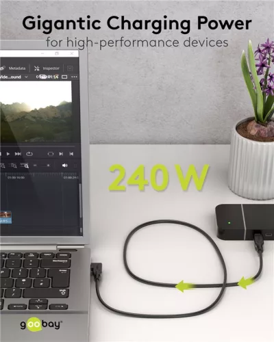 Goobay 79432 Adatkábel 90° - Type-C / Type-C - fekete - 1 m - 5 A - 240 W