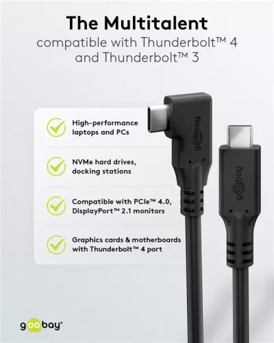 Goobay 79432 Adatkábel 90° - Type-C / Type-C - fekete - 1 m - 5 A - 240 W