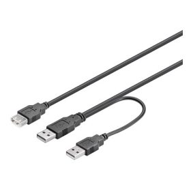   Goobay 93353 2 in 1 USB-A - 2 x USB-A 2.0 Y kábel 0,3m, fekete