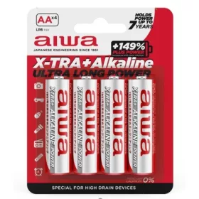   Aiwa AB-AALR6/4 X-TRA + Kiváló Minőségű, Nagy Kapacitású, Alkáli elem AA (LR6) 4db