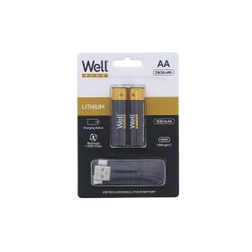   Well ACCU-14500/166C-BL2-WL AA USB-C -Akku 2500mWh 2-USB-C® akku Lítiumion 1660 mAh 1.5 V (2 db/csomag)