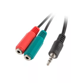  LANBERG MINIJACK 3.5MM(M) 4PIN->2X MINIJACK 3.5MM(F) 3PIN ADAPTER KÁBEL 20CM FEKETE
