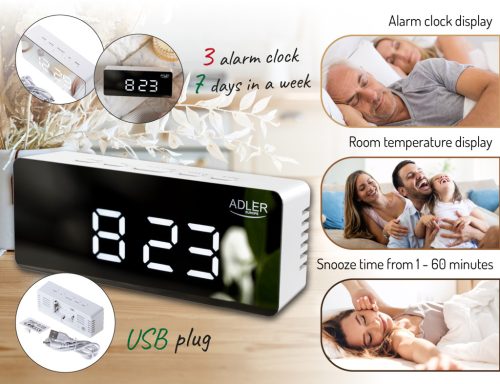 Adler AD-1189W Ébresztőóra - Fehér
