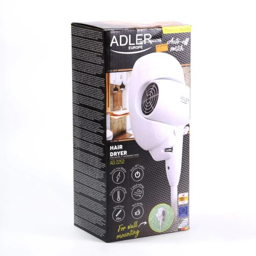 Adler AD2252 Hajszárító, Falra Szerelhető Tartóval, 1600W