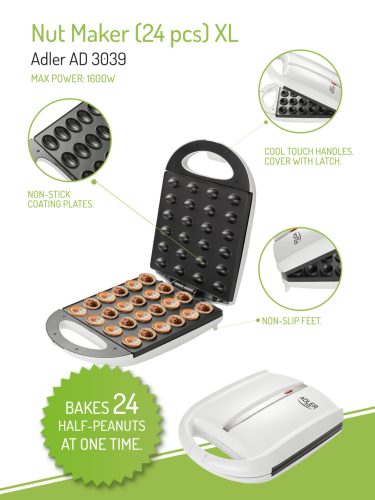 Adler AD3039 Töltött sütemény készítő gép, 1600W, fehér
