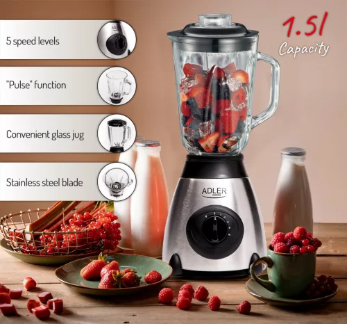 Adler AD 4070 Turmixgép - Fekete/Ezüst, 800W