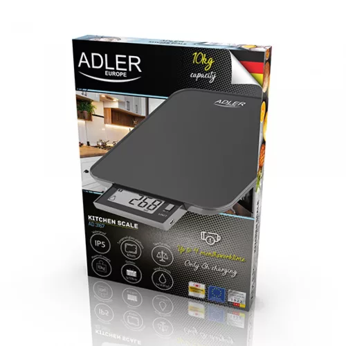 Adler AD3167B Konhyai mérleg USB töltéssel, 10kg