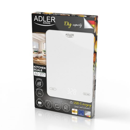 Adler AD3177w Konyhai mérleg, 10kg, Újratölthető