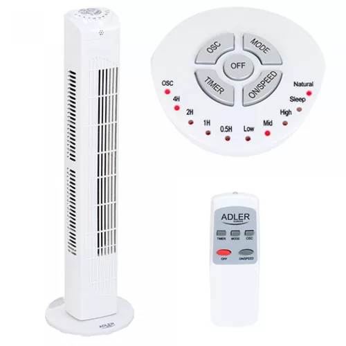 Adler AD7319 80W programozható fehér torony ventilátor