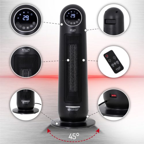 Adler AD7731 Kerámia torony hősugárzó LCD kijlezővel és távvezérlővel
