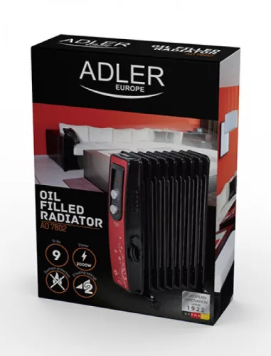 Adler AD7802 Kilenctagú Olajradiátor, Piros Fekete
