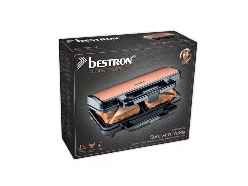 Bestron ASM90XLCO Szendvicssütő 900W, réz kivitel