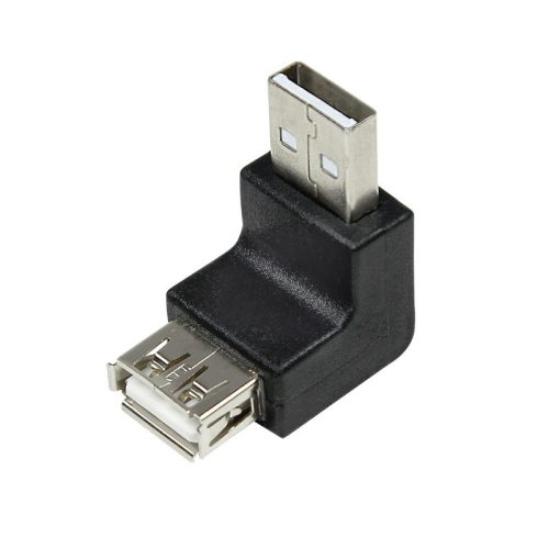LogiLink USB 2.0 adapter, USB-A/M   USB-A/F, 90 -os szög, fekete