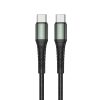 Jellico B10C Series USB-C apa - USB-C apa Adat és töltőkábel PD60W - Fekete (1m)
