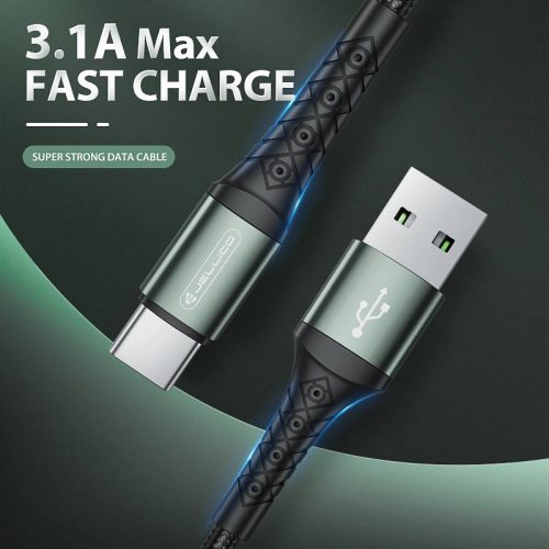 Jellico B12BK USB - USB-C Kábel - 2m , 3,1A - fekete