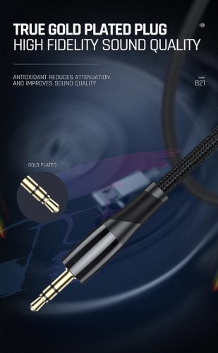 Jellico B21 apa-apa sztereó jack kábel 3,5 mm-es átmérő, 1,2 m hosszú fekete