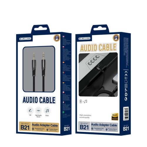 Jellico B21 apa-apa sztereó jack kábel 3,5 mm-es átmérő, 1,2 m hosszú fekete
