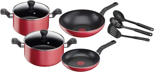 Tefal Super Cook Non Stick Thermo-spot 9 db-os, piros, alumínium, B243S986