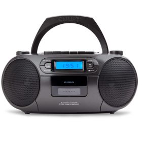   Aiwa BBTC-550BK Hordozható Retro Stílusú Kazetta, CD, MP3, USB, Bluetooth rádió fekete színben