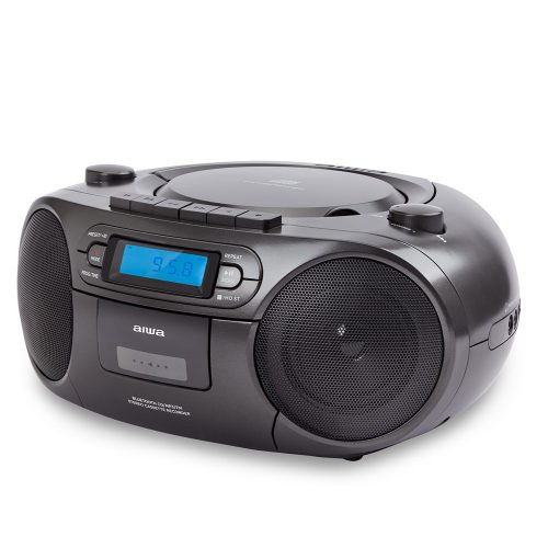 Aiwa BBTC-550BK Hordozható Retro Stílusú Kazetta, CD, MP3, USB, Bluetooth rádió fekete színben