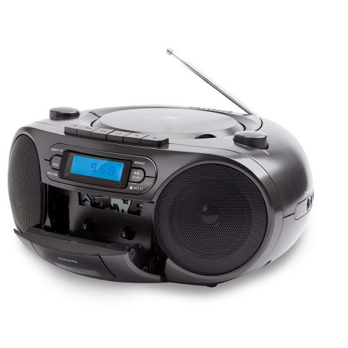 Aiwa BBTC-550BK Hordozható Retro Stílusú Kazetta, CD, MP3, USB, Bluetooth rádió fekete színben
