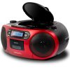 Aiwa BBTC-550RD Hordozható Retro Stílusú Kazetta, CD, MP3, USB, Bluetooth rádió, piros színben