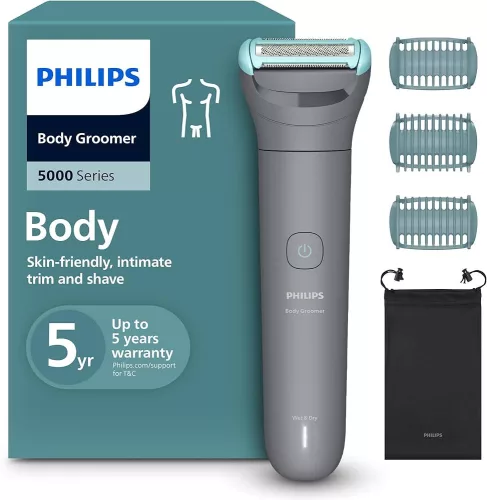 Philips BG3485/15 testszőrtelenítő és trimmer, hipoallergén fém szűrővel, 80 perc akkumulátor-élettartam, 2 kétirányú fésű, USB-töltőkábel