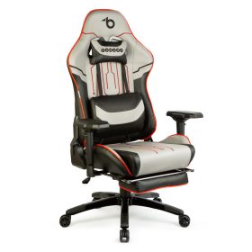   BeMaDa BMD1118B Gamer szék párnával - szürke/fekete/piros- 84 x 52 / 48 x 50 cm