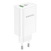 Borofone BN10 hálózati töltő USB + USB-C QC3.0 PD 65W, fehér