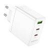 Borofone BN12 hálózati töltő USB + 2XUSB-C QC3.0 PD 65W 3A, fehér