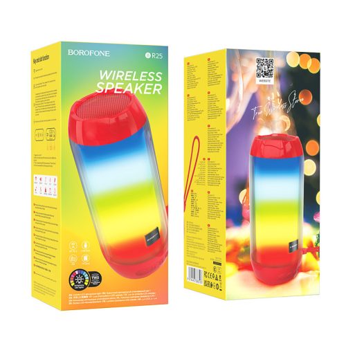 Borofone BR25 Piros Bluetooth hangszóró, Led világítás
