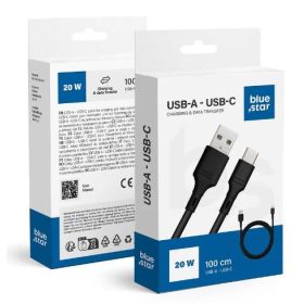 Bluestar Type-C kábel  3A, 1m, fekete, DC-001AC3.0