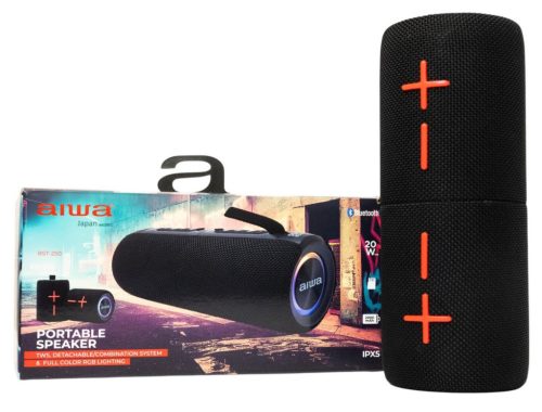 Aiwa BST-250 Aiwa Bluetooth, IPX5 védettséggel, sokoldalú és lenyűgöző hangzású hangszóró - Japán technológia