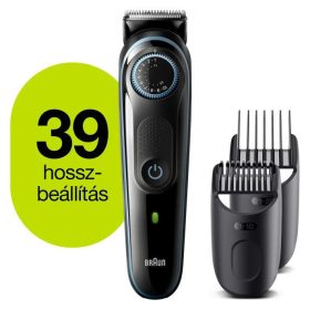   Braun BT5340 szakállvágó precíziós gombbal, 2 tartozékkal és egy Gillette ProGlide borotvával fekete-jegeskék
