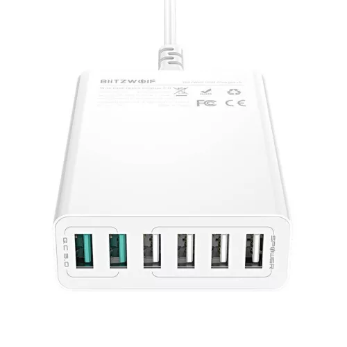 Blitwzolf BlitzWolf® BW-S15 asztali USB gyorstöltő, 60W, 6 USB port (2 gyorstöltő + 4 normál port)