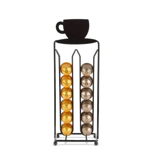 Bewello Fém kávékapszula tartó - 28 db Nespresso kapszulához - 125 x 115 x 340 mm - matt fekete (BW0998)