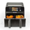 Bewello BW1002D Olaj nélküli fritőz - XXL - 230V - 2200W - dupla kosár, színes érintőkijelző - 4+4 L