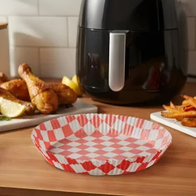   Bewello BW1032A Air fryer sütőpapír - olaj nélküli sütőhöz - kockás, kör - 20 cm - 50 db / csomag
