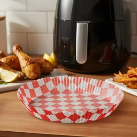   Bewello BW1032B Air fryer sütőpapír - olaj nélküli sütőhöz - kockás, kör - 23 cm - 50 db / csomag