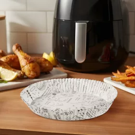   Bewello BW1033A Air fryer sütőpapír - olaj nélküli sütőhöz - mintás, kör - 20 cm - 50 db / csomag