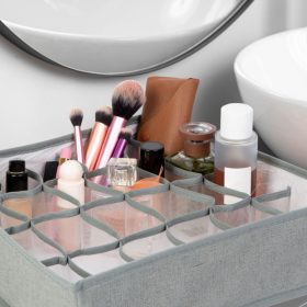   Bewello BW2080 Szövet tárolódoboz - 32 x 32 x 10 cm - 24 zseb - szürke