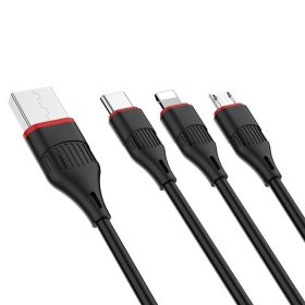   Borofone BX17 3 az 1 ben töltőkábel ( micro usb-type-c, lightning csatlakozó) 1377615